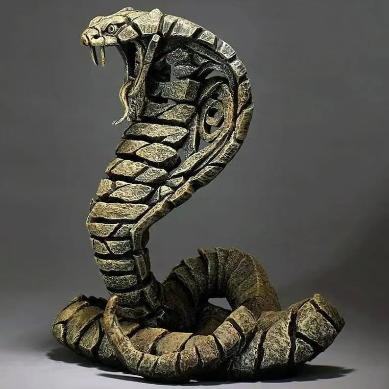 Contemporary Wooden African Animal Sculpture for Home Decor Snake