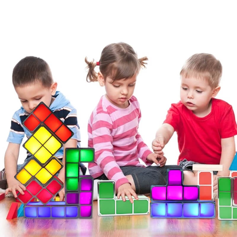 ✅Stackable Night Light DIY Puzzle Novelty LED 7 Colors 3D Tangram Light🔥