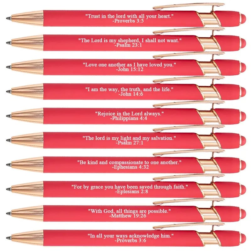 🙌Find Daily Strength: Premium Comfort Bible Verse Pens – 10pcs (Gift Set)