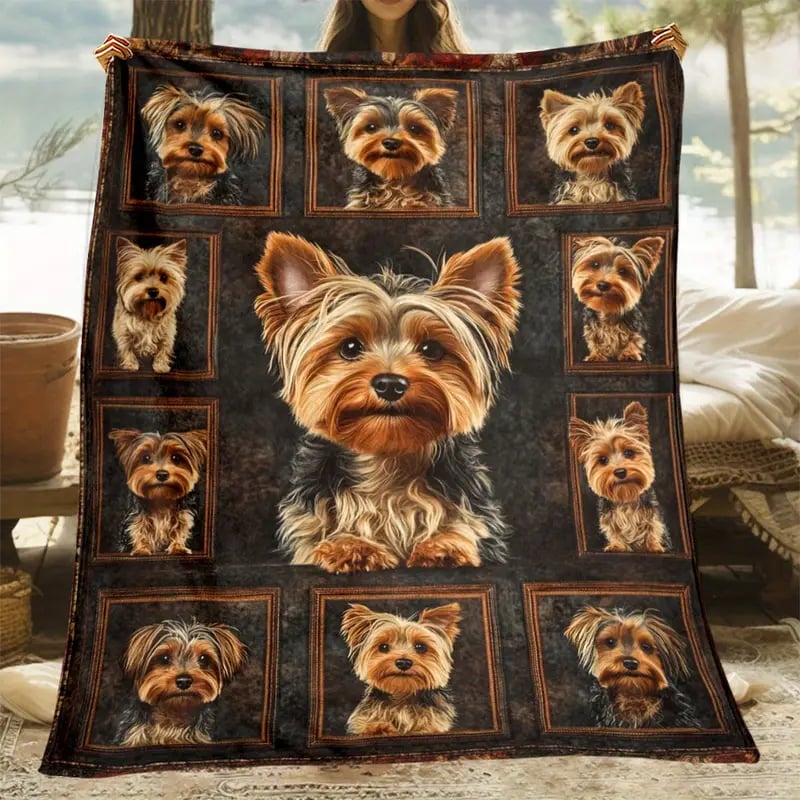 🐾 Cozy Yorkie Flannel Blanket