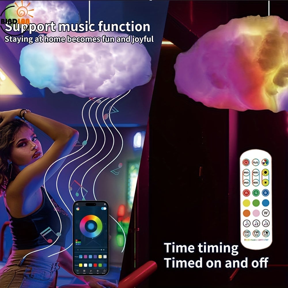 ⛈️3D Big Cloud Lightning Light Kit - with Music Sync, RGB Multicolor Changing Light Bar
