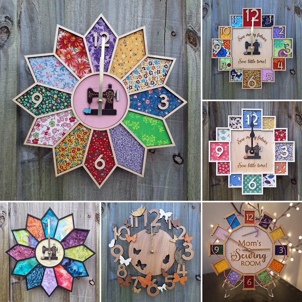 Vintage Sewing Machine Wooden Wall Clock