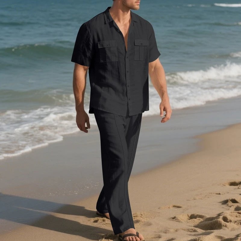 Men's Button-Down Shirt & Pants 2-Piece Set