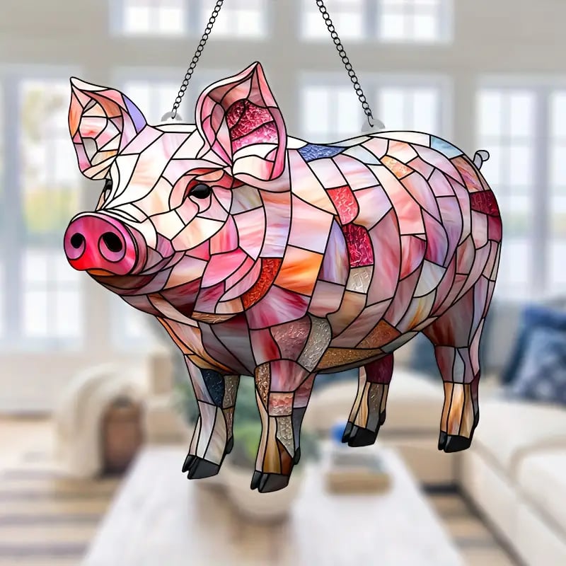 Colorful Pig Suncatcher Ornament🐖