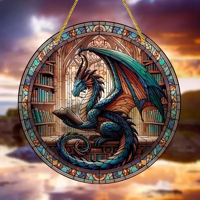 🐉Whimsical Forest Green Dragon Suncatcher Hanging Decor