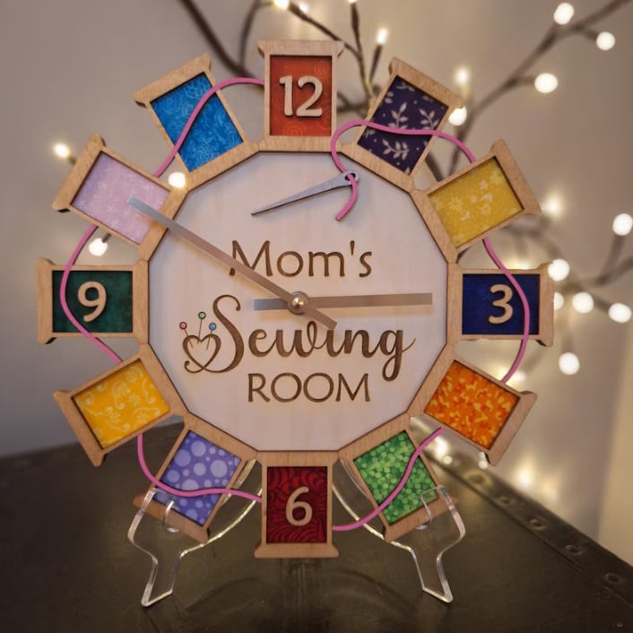 Vintage Sewing Machine Wooden Wall Clock