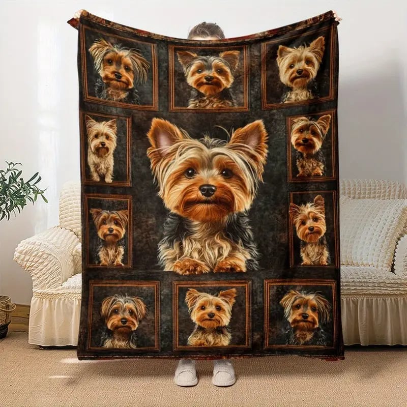 🐾 Cozy Yorkie Flannel Blanket