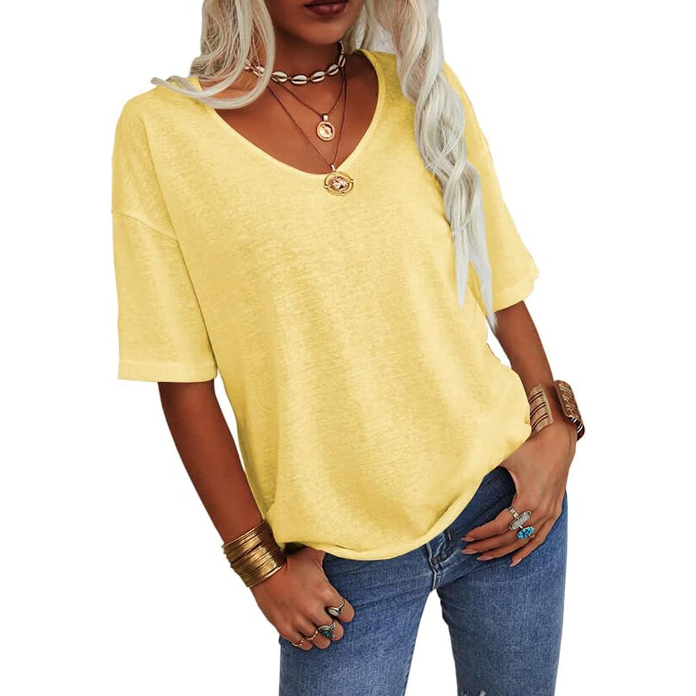 ✨This Week's Special Price $13.99💥Women's Solid Color V-Neck T-shirt