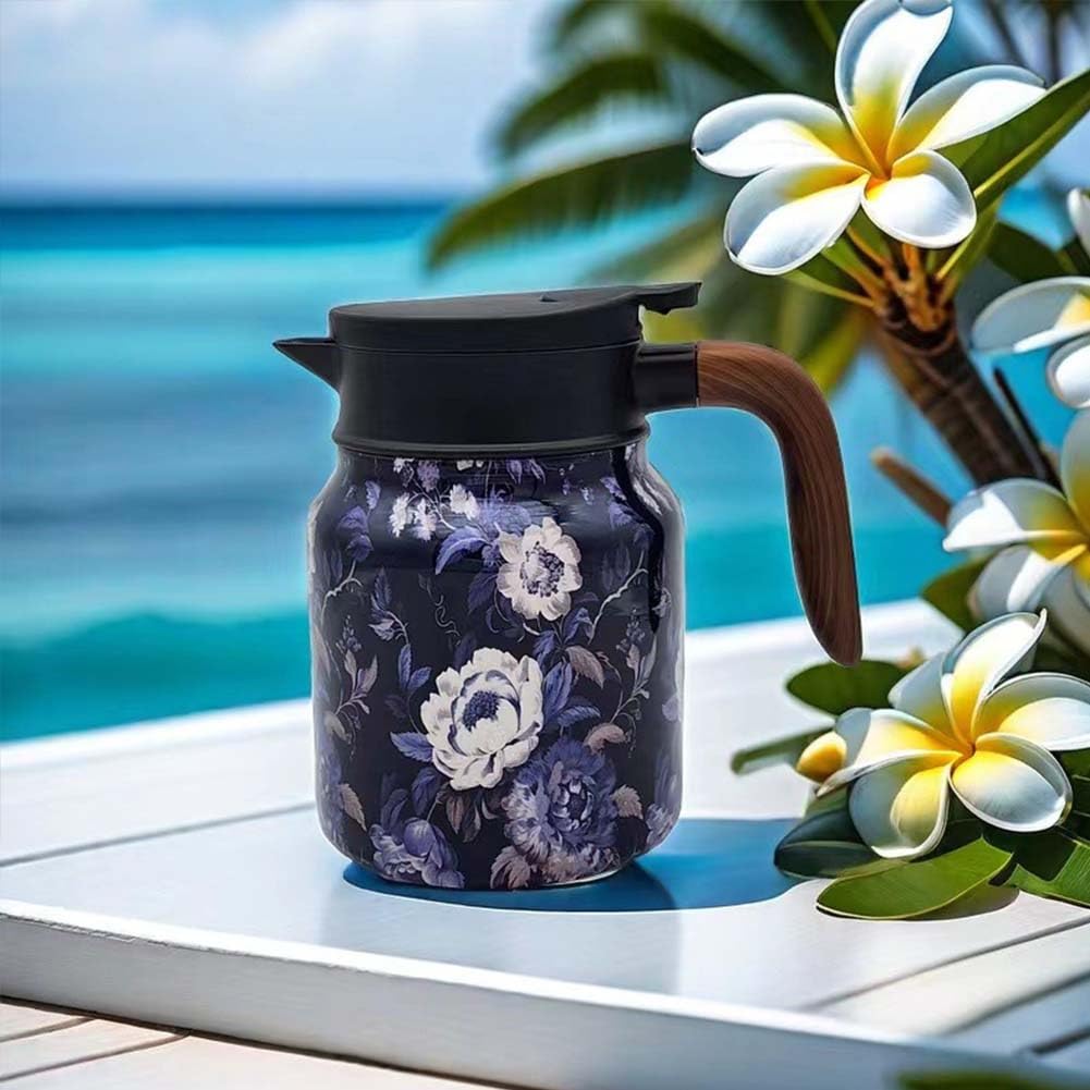 28 Oz Vintage Floral Pattern Tea Thermos – Built-In Infuser