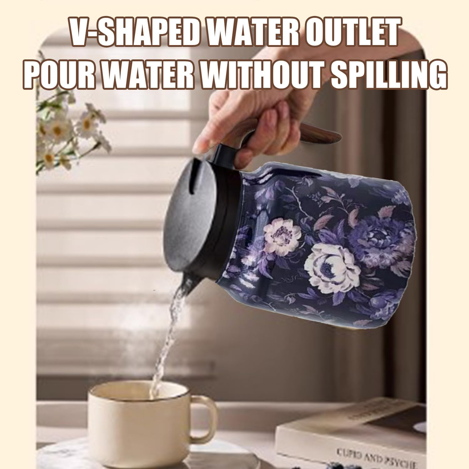 28 Oz Vintage Floral Pattern Tea Thermos – Built-In Infuser