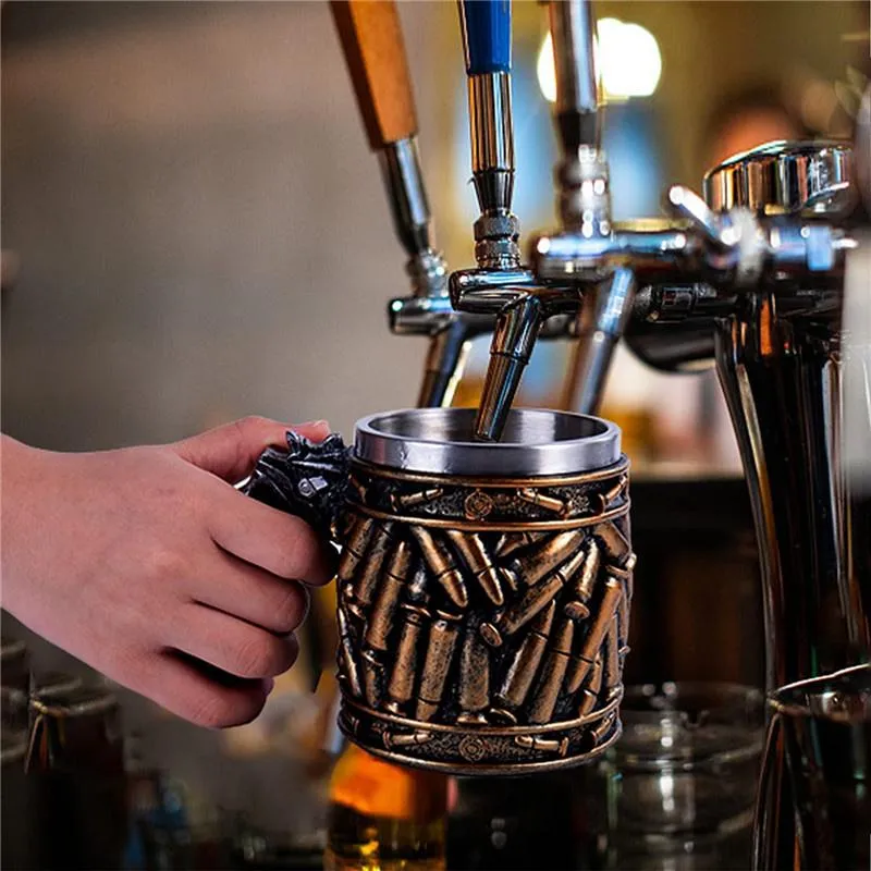 🔥HOT SALE 49% OFF - Stainless Steel Bullet Pattern Beer Mug