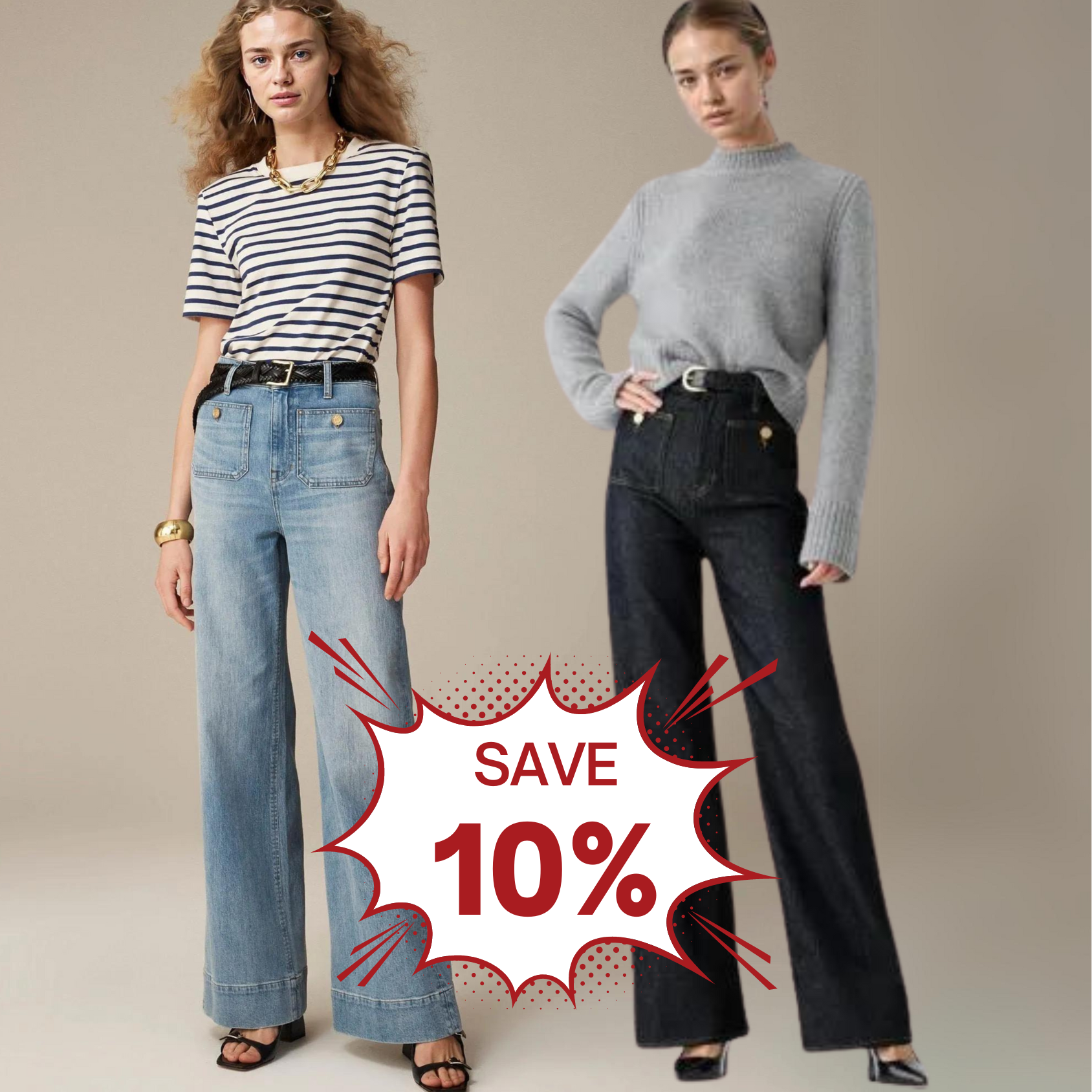 👖Tummy Control Sailor Wide Leg Trouser⭐ 2024 Best Selling Jeans