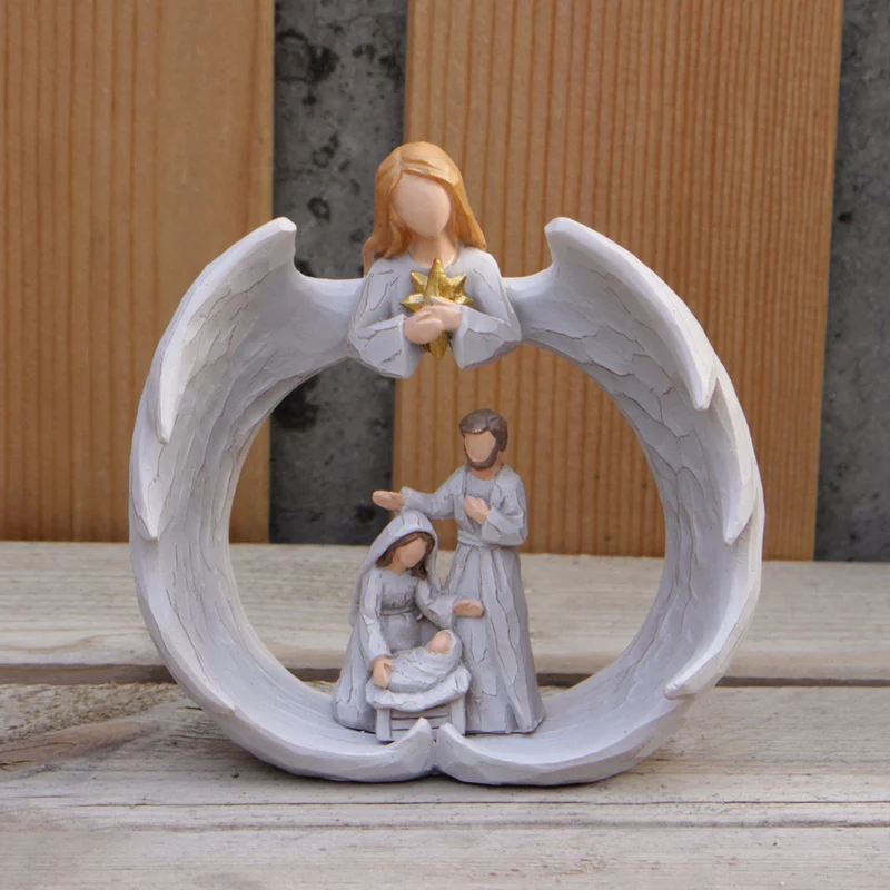 Nativity Scene Angel Religious Ornaments Resin Crafts