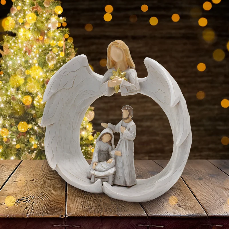 Nativity Scene Angel Religious Ornaments Resin Crafts