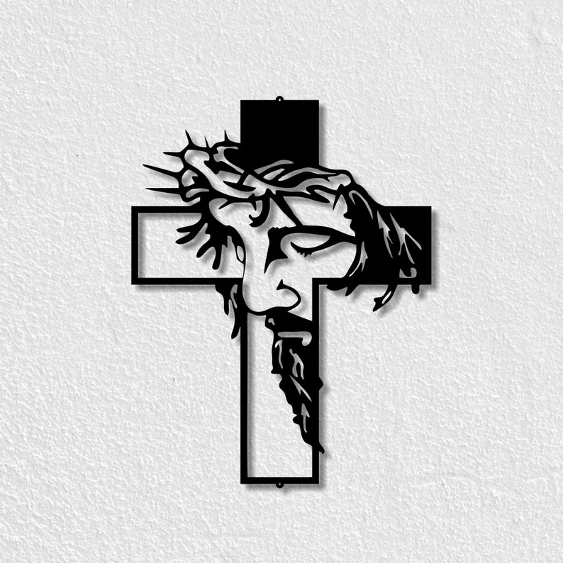 ON SALEJesus Cross Metal Sign Christ Wall Art Decor [Height of 18 inches]