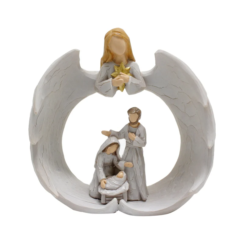 Nativity Scene Angel Religious Ornaments Resin Crafts