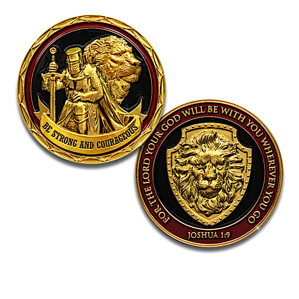 Crusader Knight 24K Gold-Plated And Enameled Challenge Coins