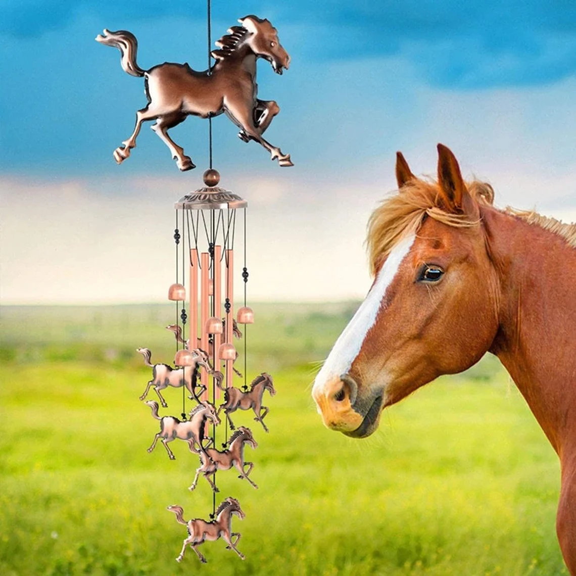 🎐Pure hand-made Copper Horse wind chimes(𝐁𝐮𝐲 𝟐 𝐅𝐫𝐞𝐞 𝐒𝐡𝐢𝐩?