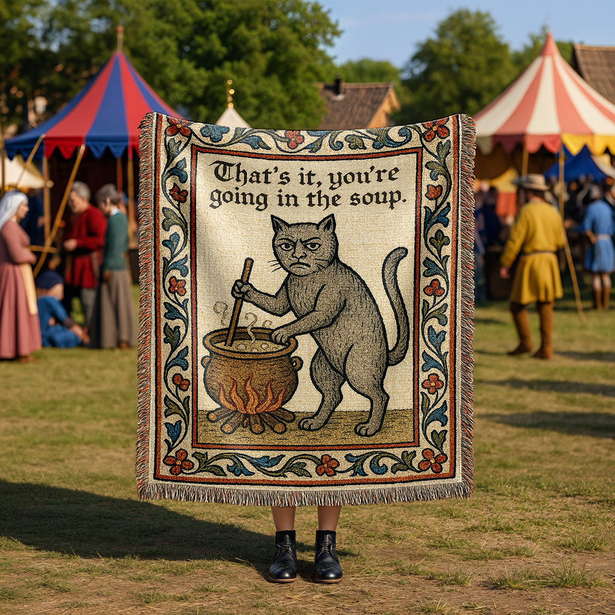 Weird Medieval Cat Tapestry