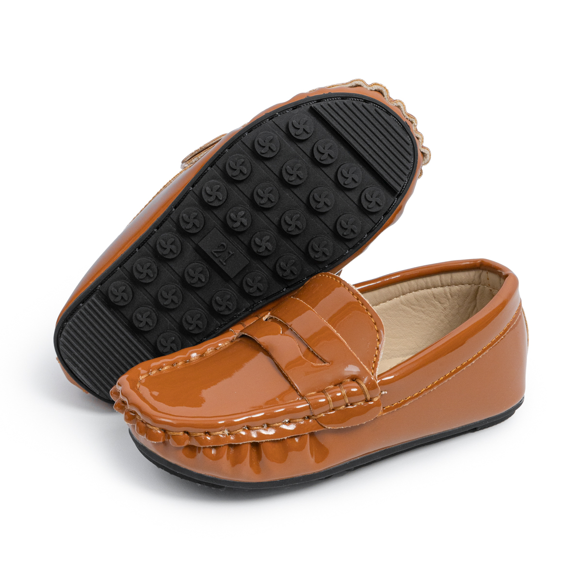 HM2906 Mirror Color Anti-slip Kids Loafer Shoes