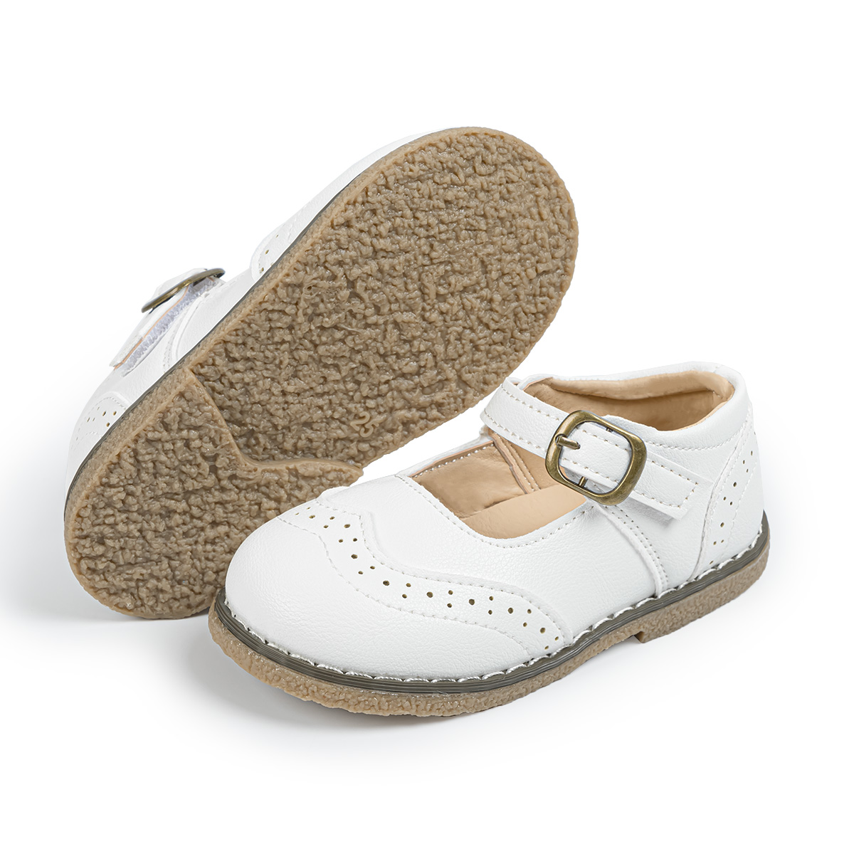 HM1803 Velcro Kids Mary Jane Patterned Dress Shoes With Buckle