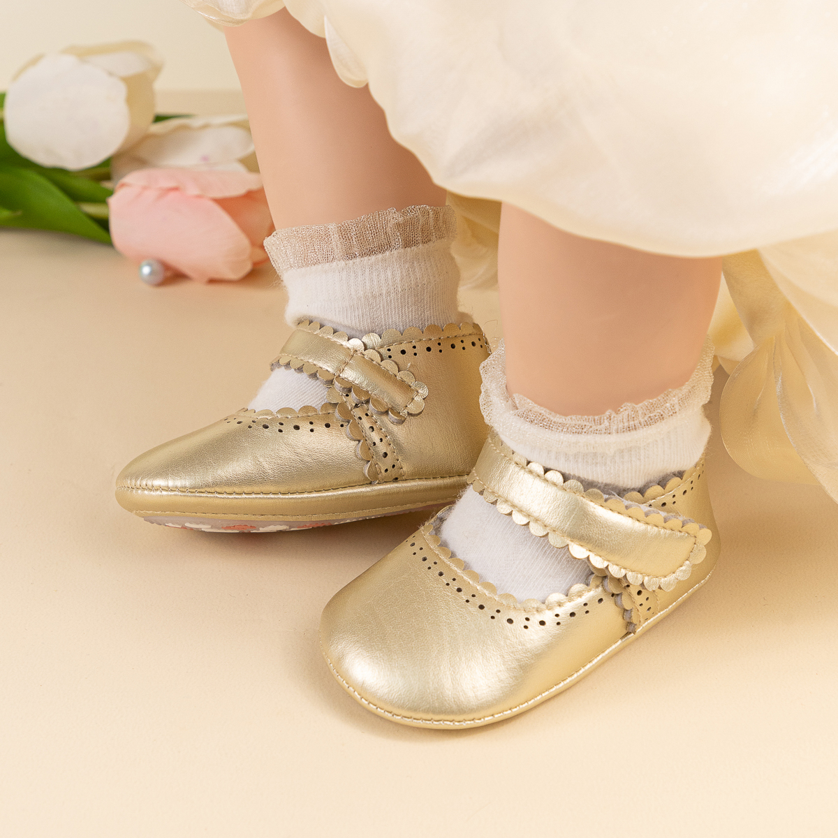 CG5352 Baby Princess Shoes PUPVC Sole Cute Comfortable Soft Non-Slip Infant Toddler First Walkers
