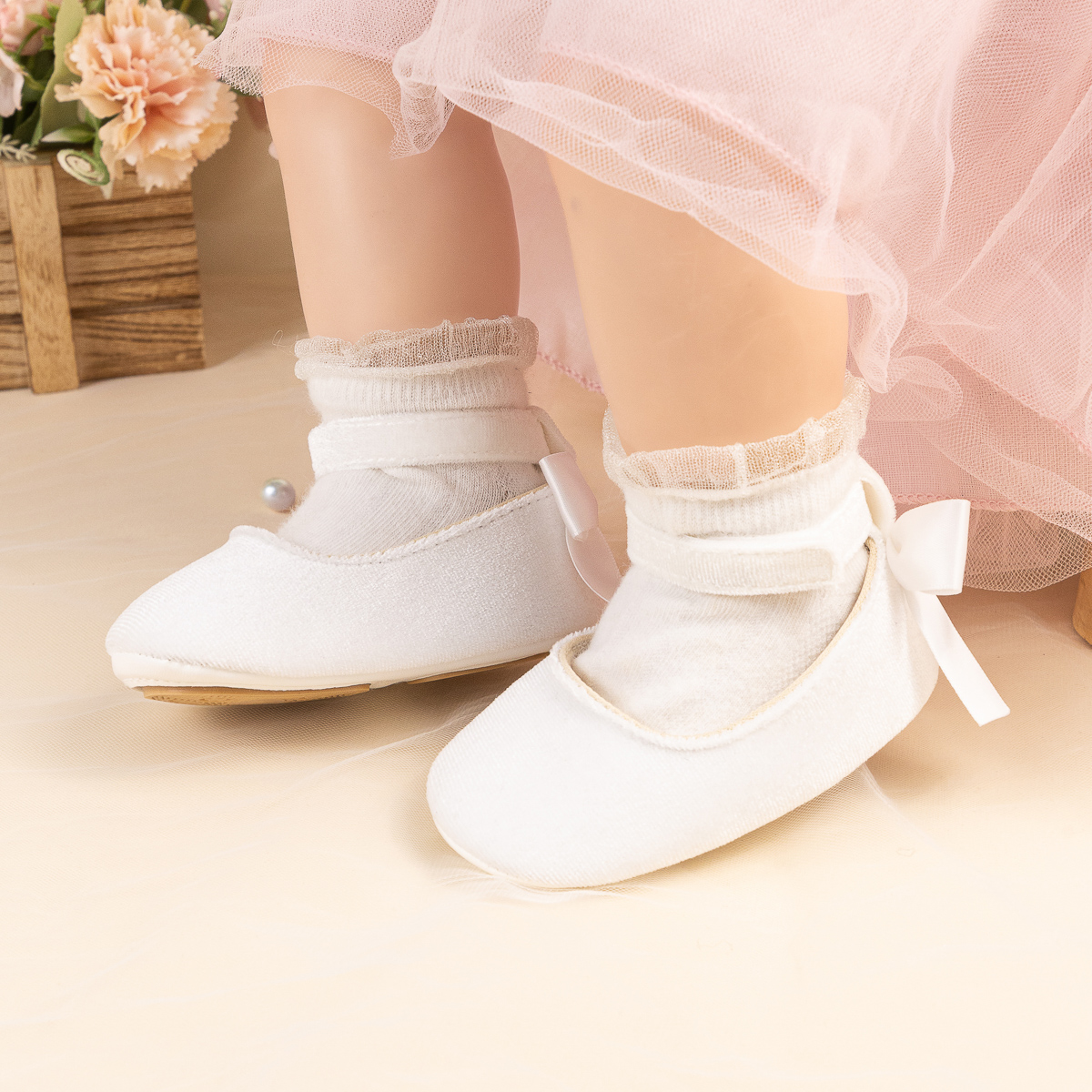 CG5357 Baby Princess Shoes for Girls Soft Sole Non Slip First Walkers Cute Infant Toddler Shoes PUPVC Sole Comfortable Lightweight