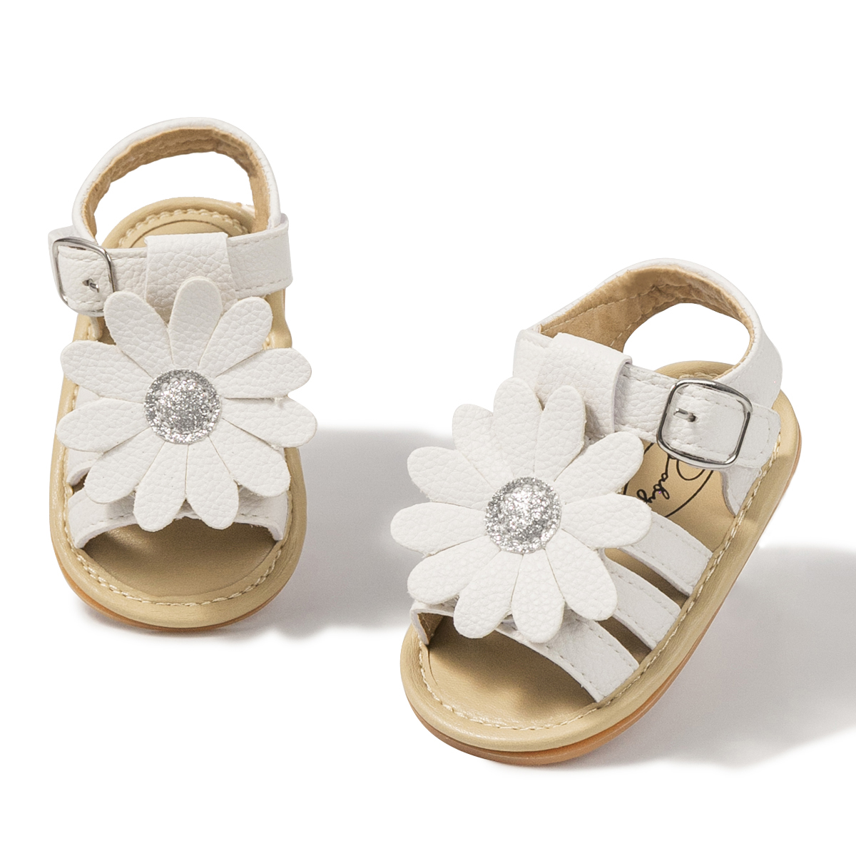 White Flower Anti-Slip PU Baby Sandals For Girl Wholesale-JZ Baby