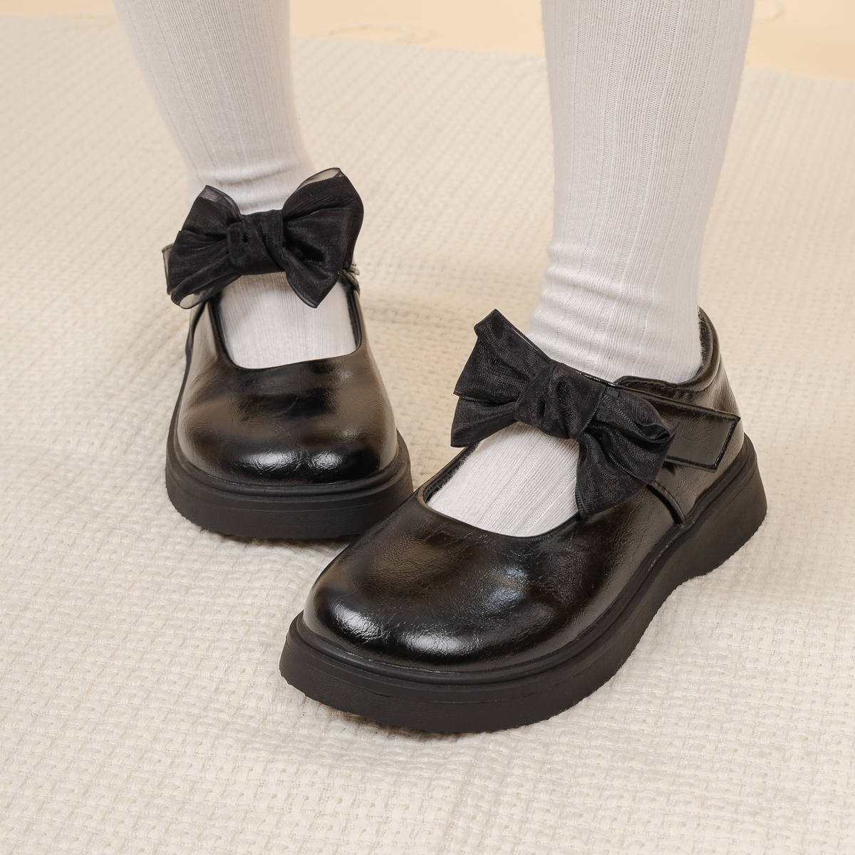 Classic Black Girls School Shoes for All-Day Comfort-JZ Baby