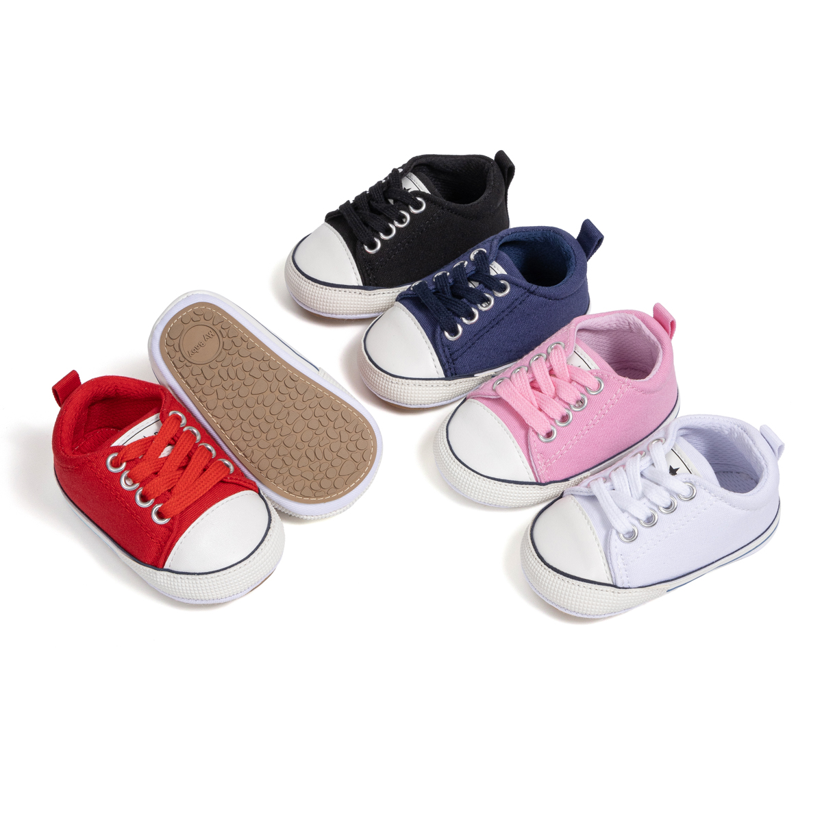2110 Baby Casual Shoes Canvas PVC Sole Soft Comfortable Lightweight Breathable Non Slip Infant Toddler First Walkers Sneakers for Boys Girls