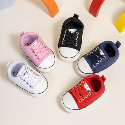 2110 Baby Casual Shoes Canvas PVC Sole Soft Comfortable Lightweight Breathable Non Slip Infant Toddler First Walkers Sneakers for Boys Girls