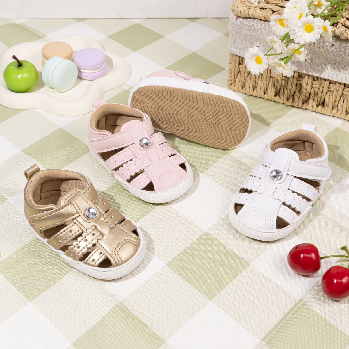 CG6223 Infant Sandals PUPVC Sole Baby Summer Shoes Breathable Soft Sole Non Slip