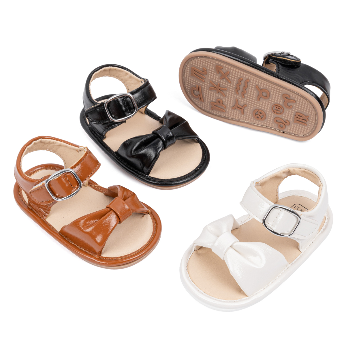 PU Leather Twisted Bow Summer  Baby Sandals