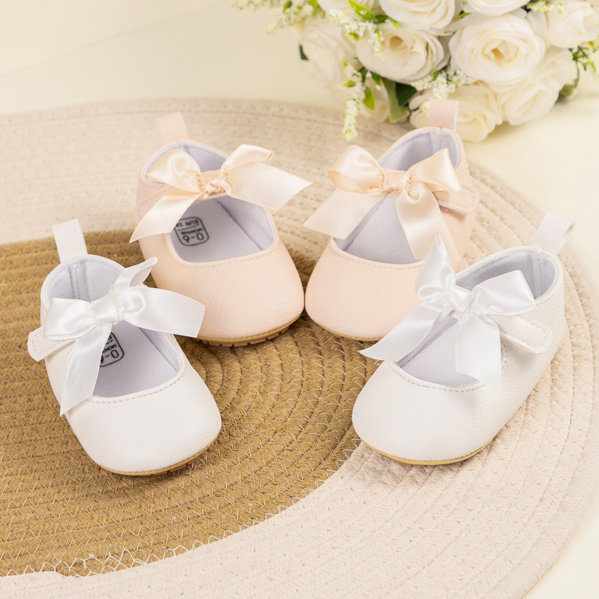 CG5362 Baby Princess Shoes for Girls Soft Sole Non Slip Infant First Walkers Cute Toddler Shoes Pink Bowknot PUPVC Sole