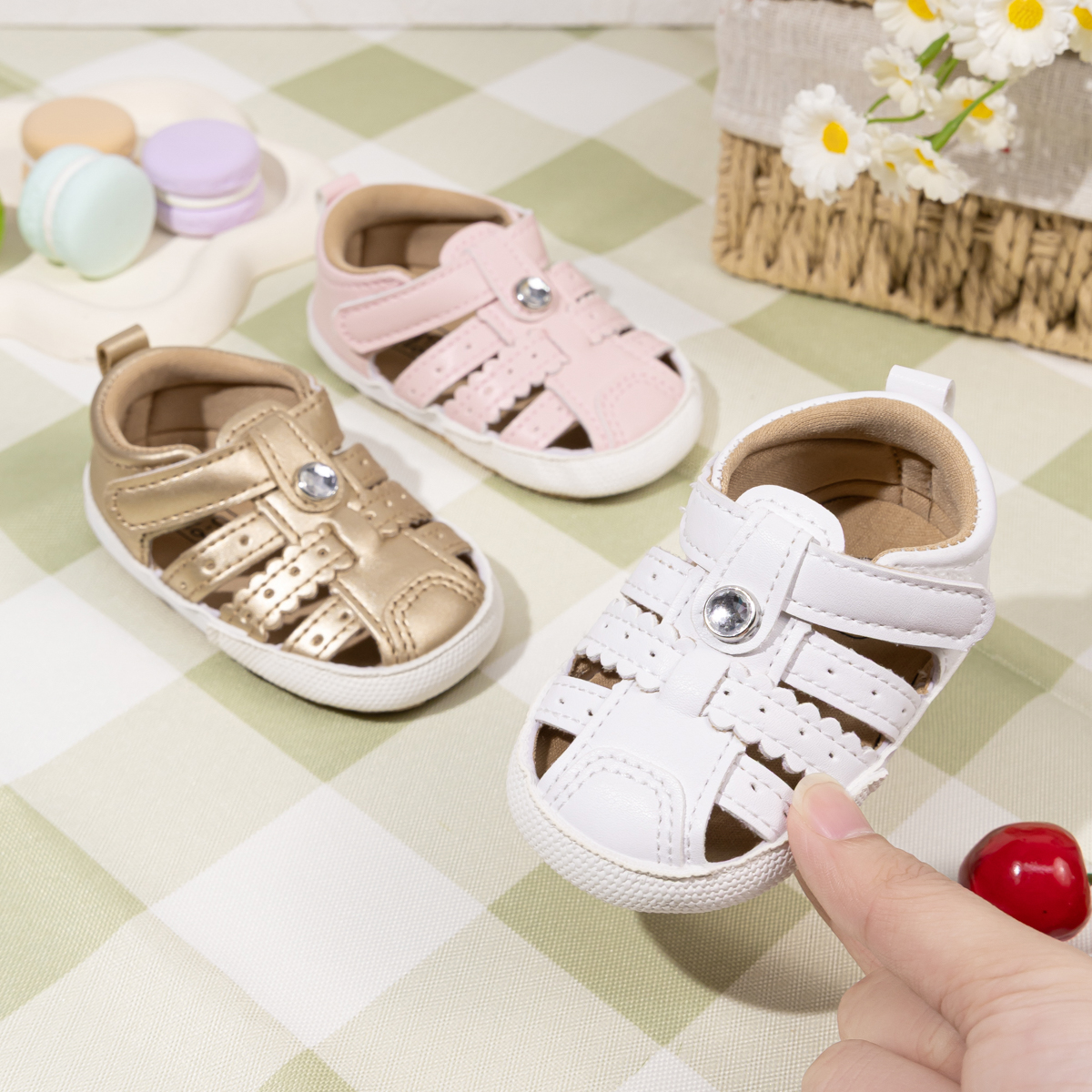 CG6223 Infant Sandals PUPVC Sole Baby Summer Shoes Breathable Soft Sole Non Slip