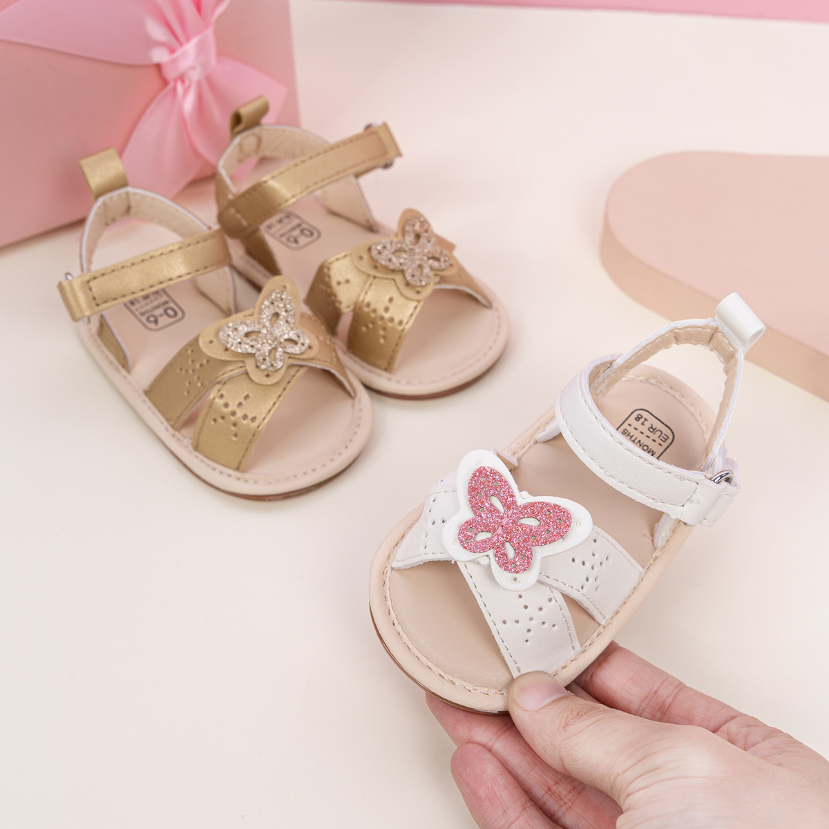 CG5245 Baby Sandals PU PVC Sole Lightweight Breathable Toddler Summer Shoes