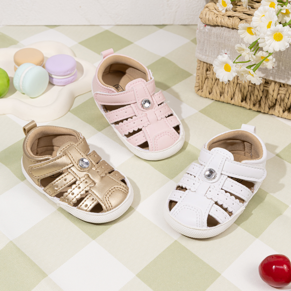 CG6223 Infant Sandals PUPVC Sole Baby Summer Shoes Breathable Soft Sole Non Slip