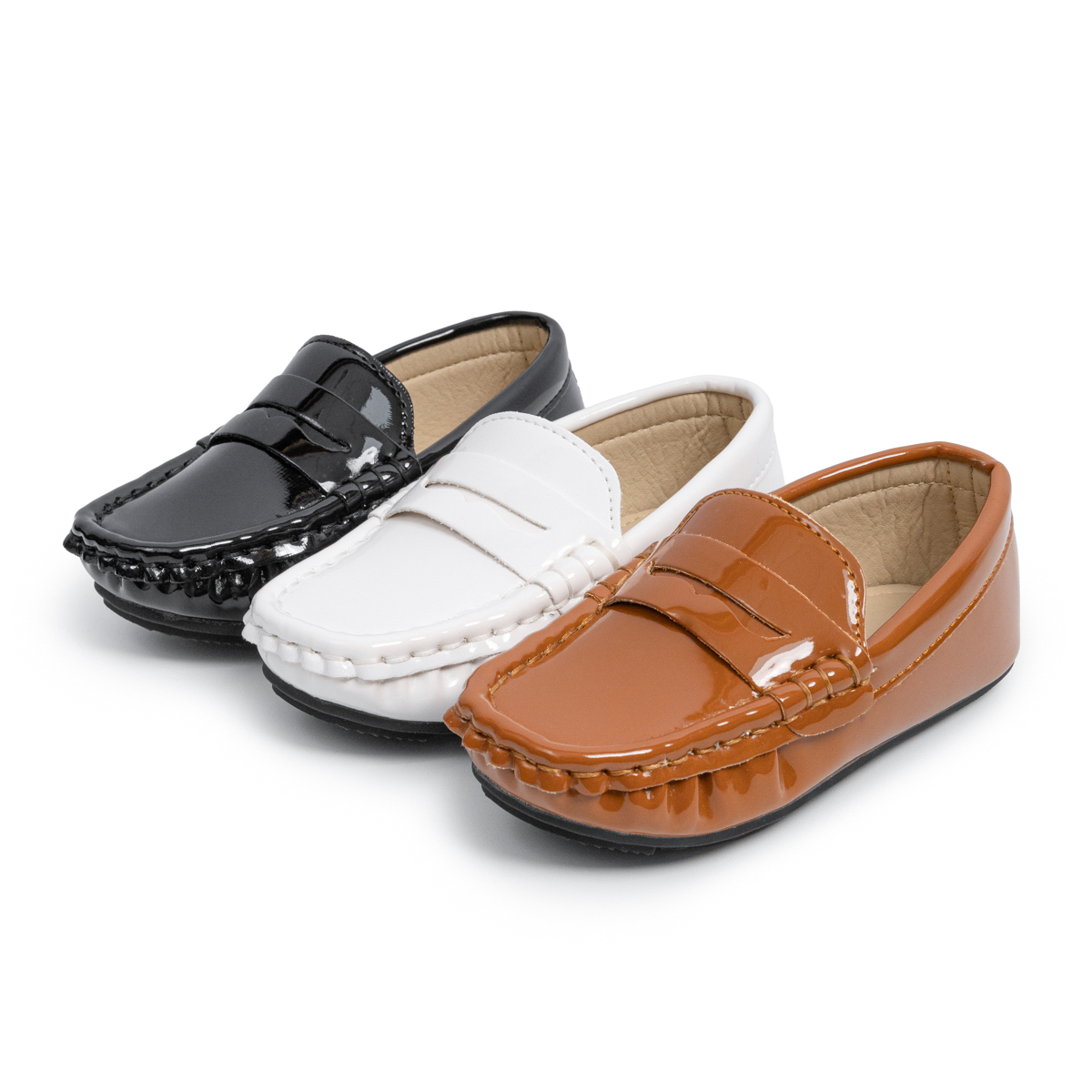 HM2906 Mirror Color Anti-slip Kids Loafer Shoes