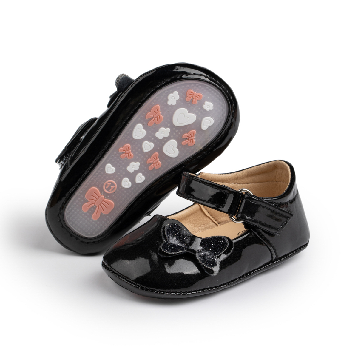 HM2626 Baby Princess Shoes PUPVC Sole Infant Toddler Girls First Walking Shoes