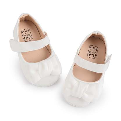 Meckior Baby Girls Shoes Infant Mary Jane Dress Bowknot Princess Crib Flats for Newborn First Walkers 3-18 Months