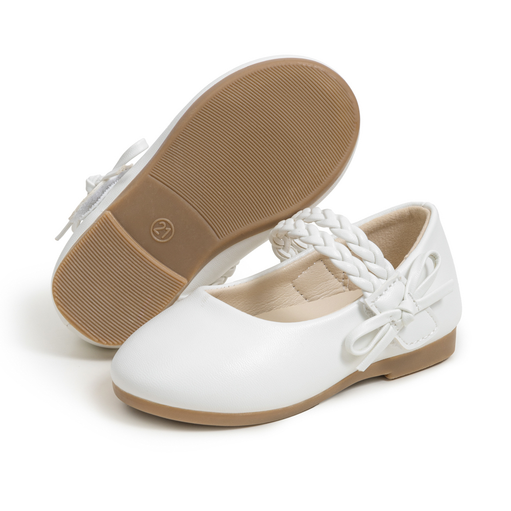 PU Leather White Kids Dress Shoes For School