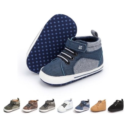 HsdsBebe Baby Boys Girls Shoes Infant High Tops Ankle Sneakers Soft Anti-Slip Sole for First Walkers 3-18 Months
