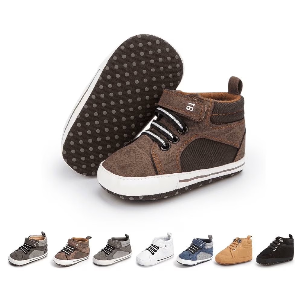 HsdsBebe Baby Boys Girls Shoes Infant High Tops Ankle Sneakers Soft Anti-Slip Sole for First Walkers 3-18 Months