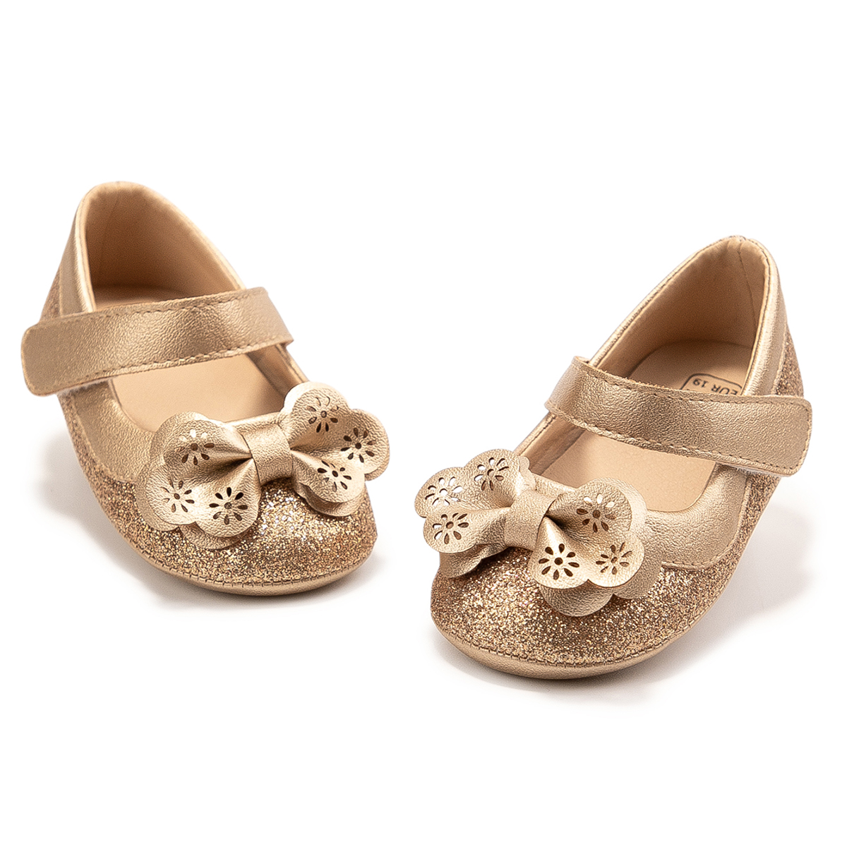 Gold Flower Jelly Rubber Sole Baby Mary Jane Wholesale-JZ Baby