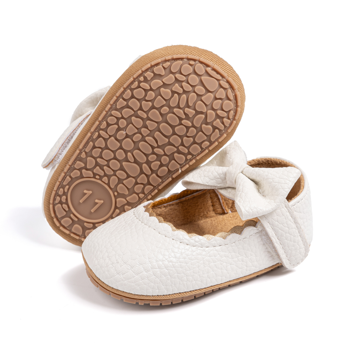 Bonario Baby Girls Dress Shoes Infant Mary Jane Bowknot Flats None-Slip Sole Princess Shoes for Newborn 3-18 Months