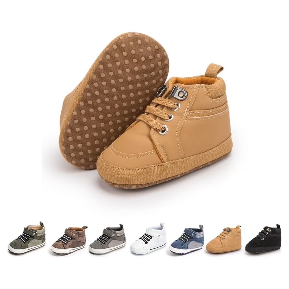 HsdsBebe Baby Boys Girls Shoes Infant High Tops Ankle Sneakers Soft Anti-Slip Sole for First Walkers 3-18 Months