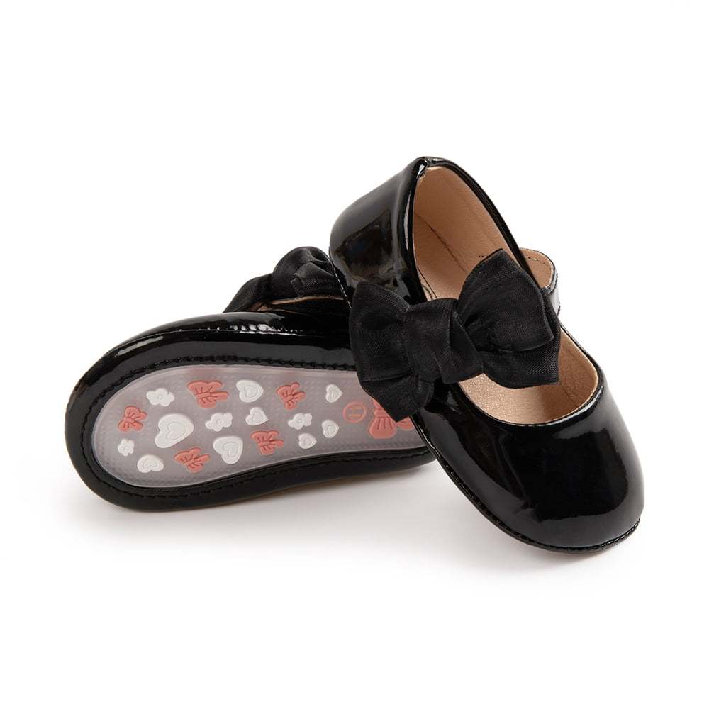 Meckior Baby Girls Shoes Infant Mary Jane Dress Bowknot Princess Crib Flats for Newborn First Walkers 3-18 Months