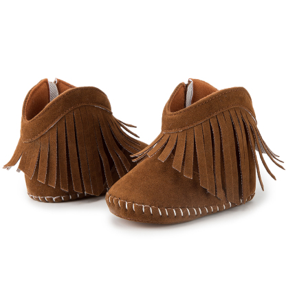 Meckior Baby Girls Boys Boots Infant Cowboy Tassel Booties Newborn Moccasins Shoes for 3-18 Months