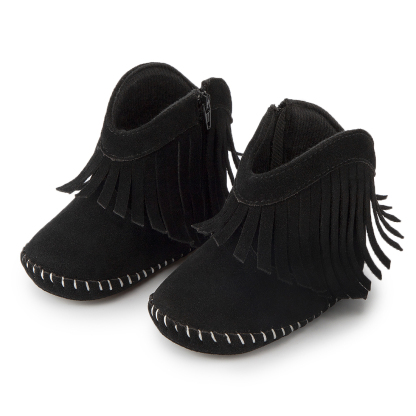 Meckior Baby Girls Boys Boots Infant Cowboy Tassel Booties Newborn Moccasins Shoes for 3-18 Months