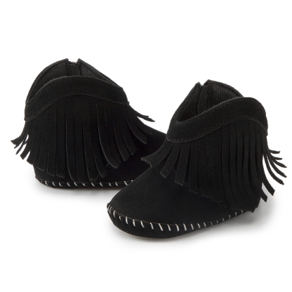 Meckior Baby Girls Boys Boots Infant Cowboy Tassel Booties Newborn Moccasins Shoes for 3-18 Months